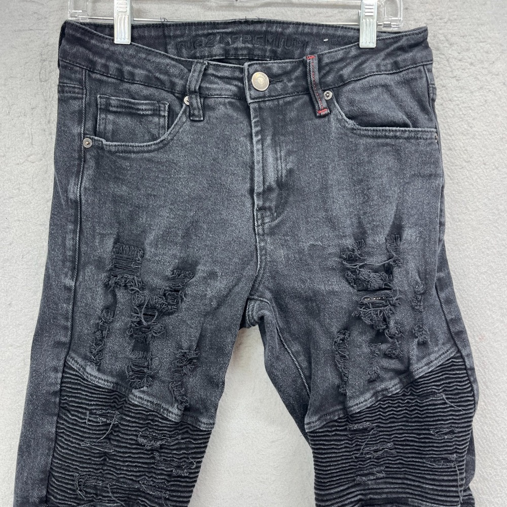Rue21 Skinny Arc Supreme Flex Jeans Mens 30x30.5* Black Distressed Denim Pants - Picture 2 of 13